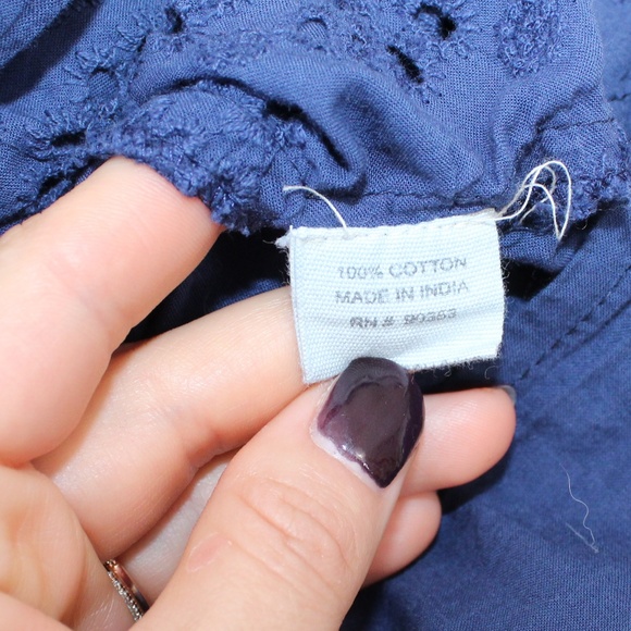 Rebellion Blue Eyelet Off The shoulder Romper - Picture 7 of 8